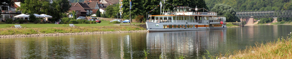 Schiff auf der Weser in Bodenwerder